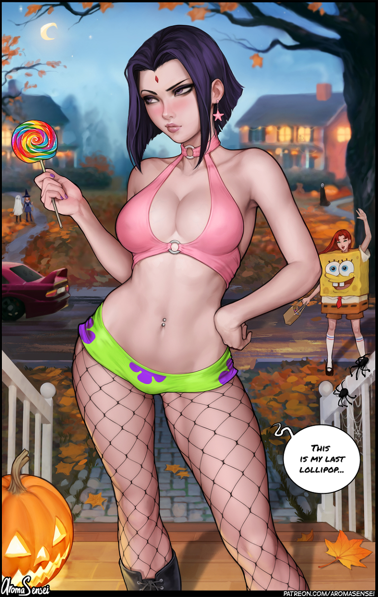 This is a pixiv picture whose title is Patrick in Raven's costume..