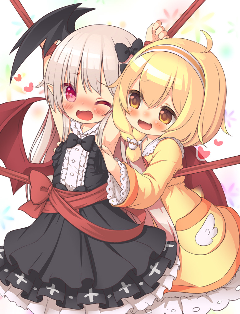 This is a pixiv picture whose title is つきのちゃん＆くぷるちゃん.