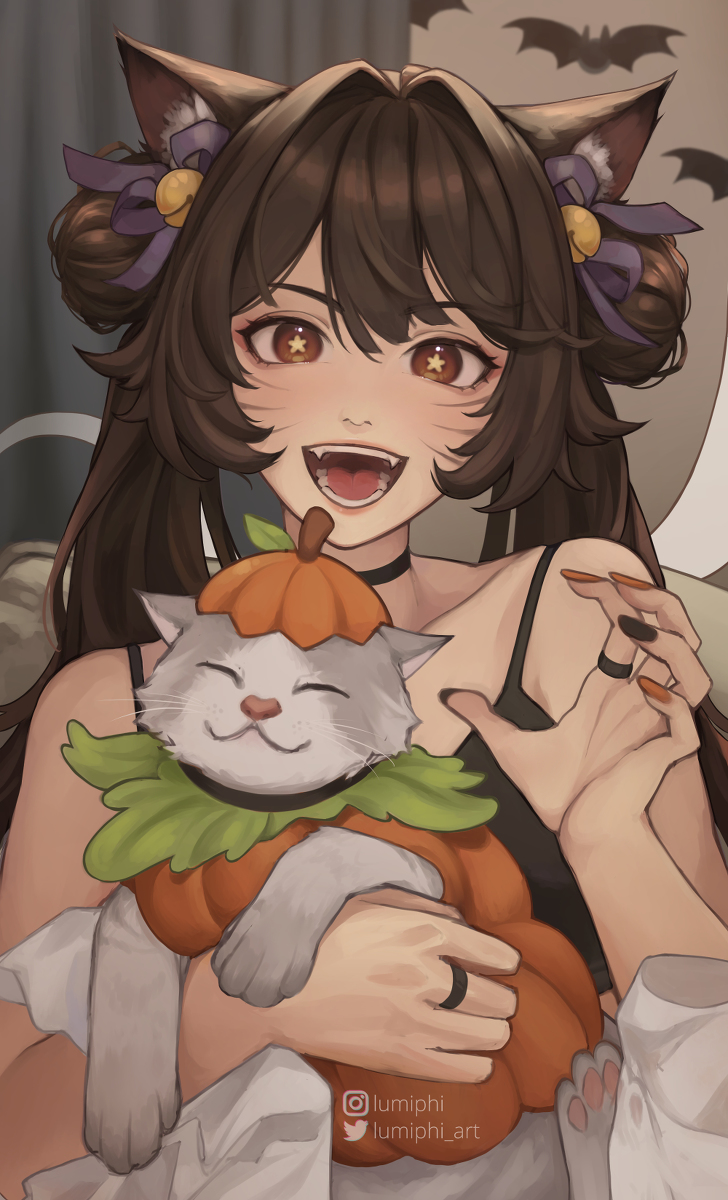 This is a pixiv picture whose title is Halloween Hu Tao.