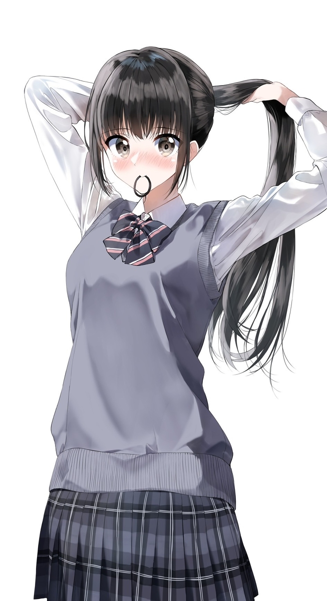 This is a pixiv picture whose title is ポニテを結う.