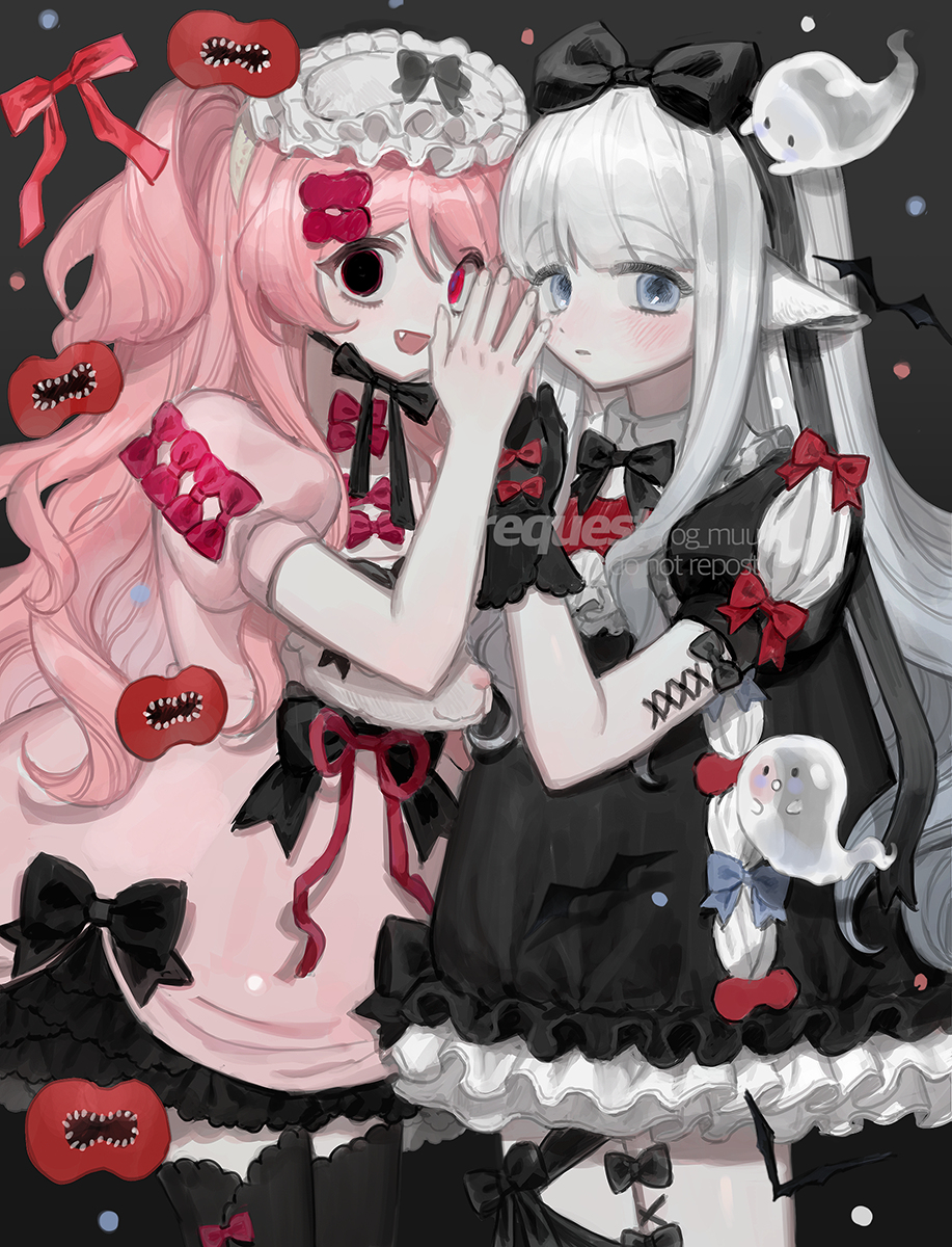 This is a pixiv picture whose title is 🖤💗🖤.