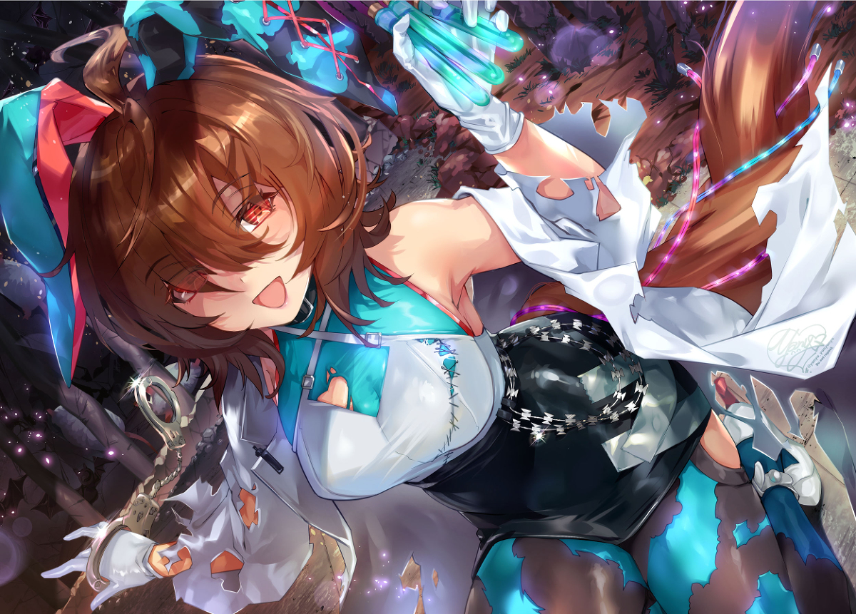 This is a pixiv picture whose title is アグネスタキオンのハロウィンはお菓子も貰うし実験もする.