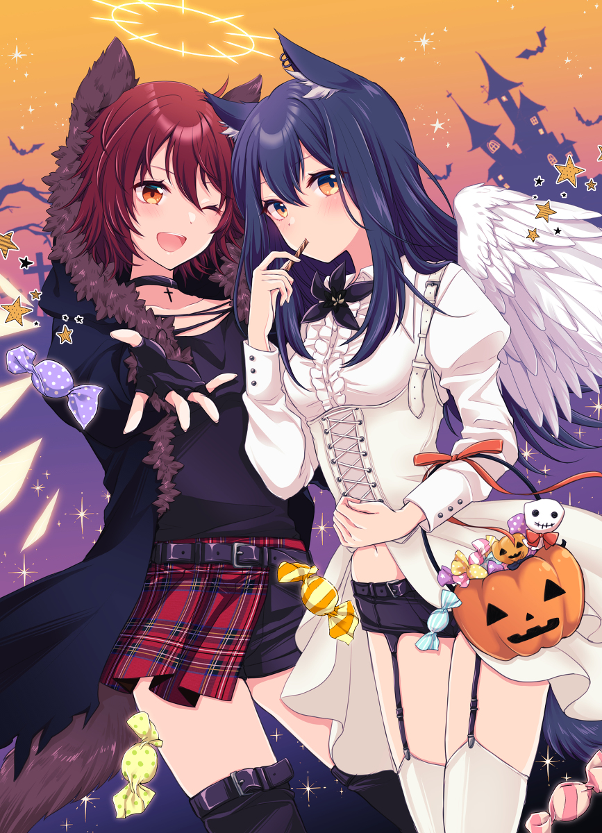 This is a pixiv picture whose title is 種族交換ハロウィン.