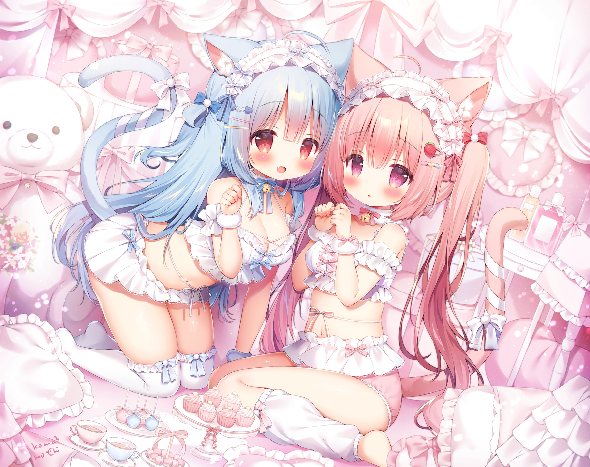 This is a pixiv picture whose title is ♡🐱🎀♡.