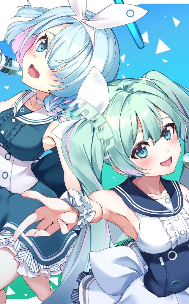 This is a pixiv picture whose title is ミクさんとアロナちゃん.