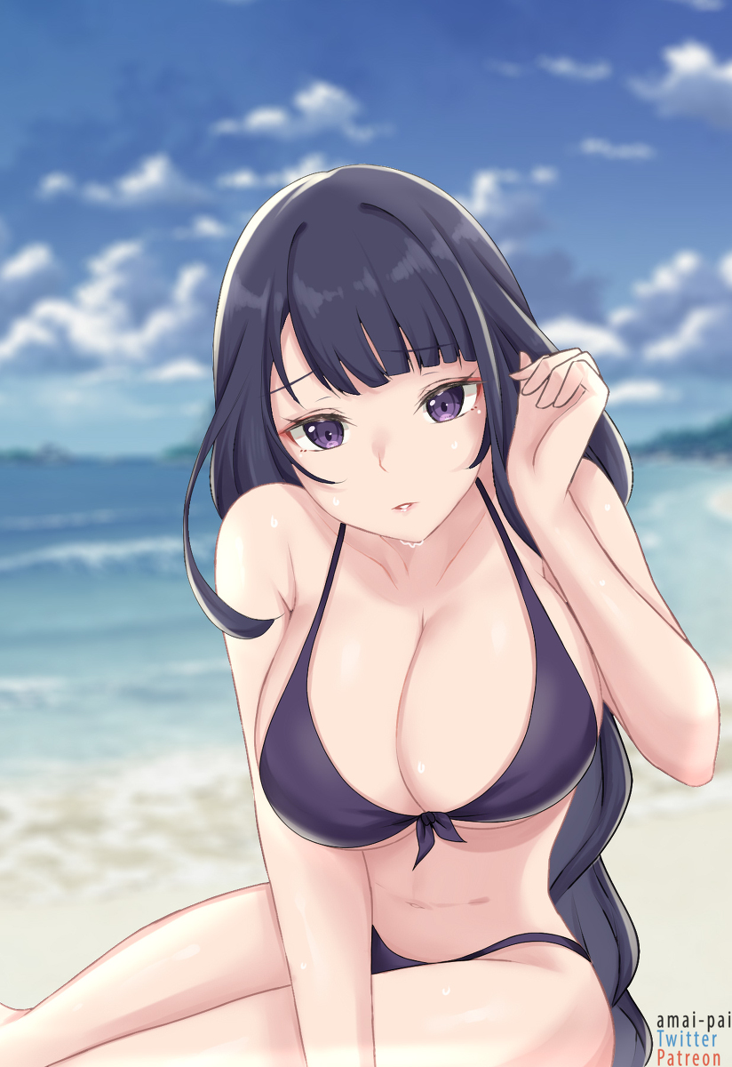 This is a pixiv picture whose title is Ei on the beach.
