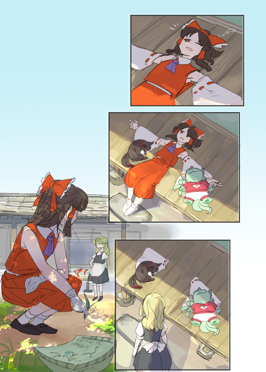 This is a pixiv picture whose title is 両袖奪わ霊夢　ほか.