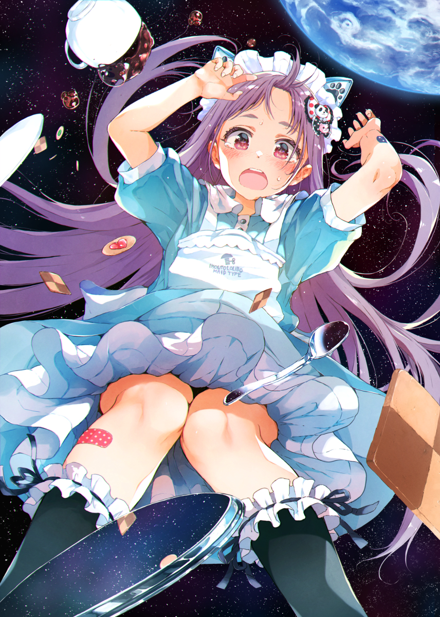This is a pixiv picture whose title is メイドちゃん宇宙へ行く.