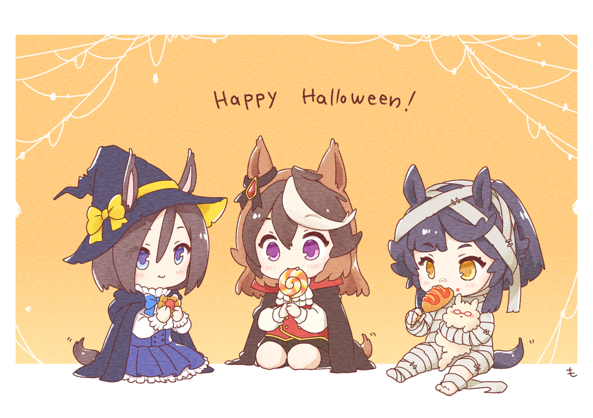 This is a pixiv picture whose title is ちびっこ生徒会のハロウィン.