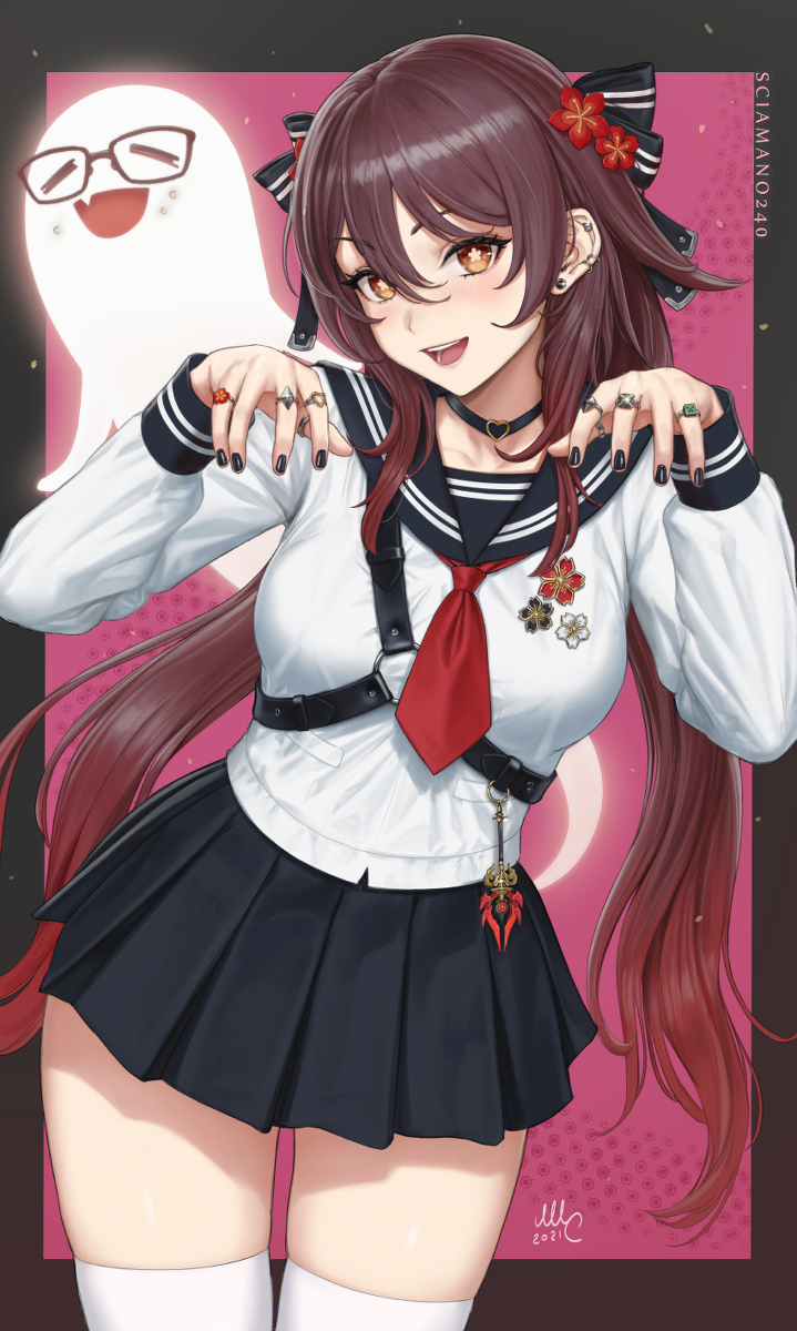 This is a pixiv picture whose title is Hu Tao - Genshin Impact.