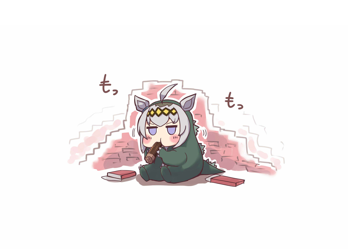 This is a pixiv picture whose title is ポッキーの日を満喫する芦毛の怪物.