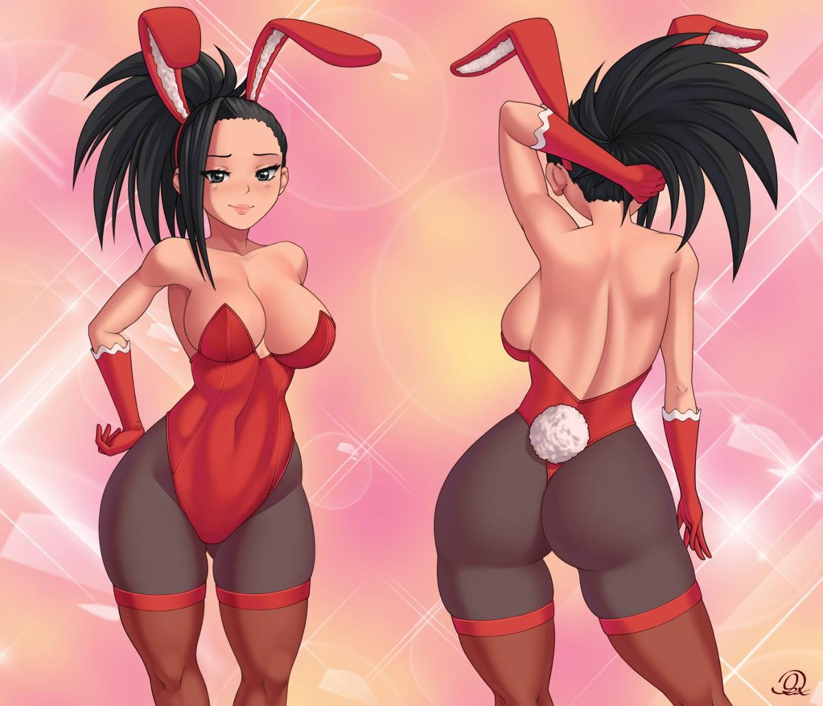 This is a pixiv picture whose title is 八百万百 Bunny Momo.