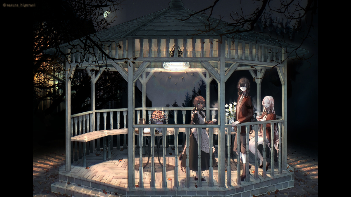 This is a pixiv picture whose title is 真夜中のガゼボ.