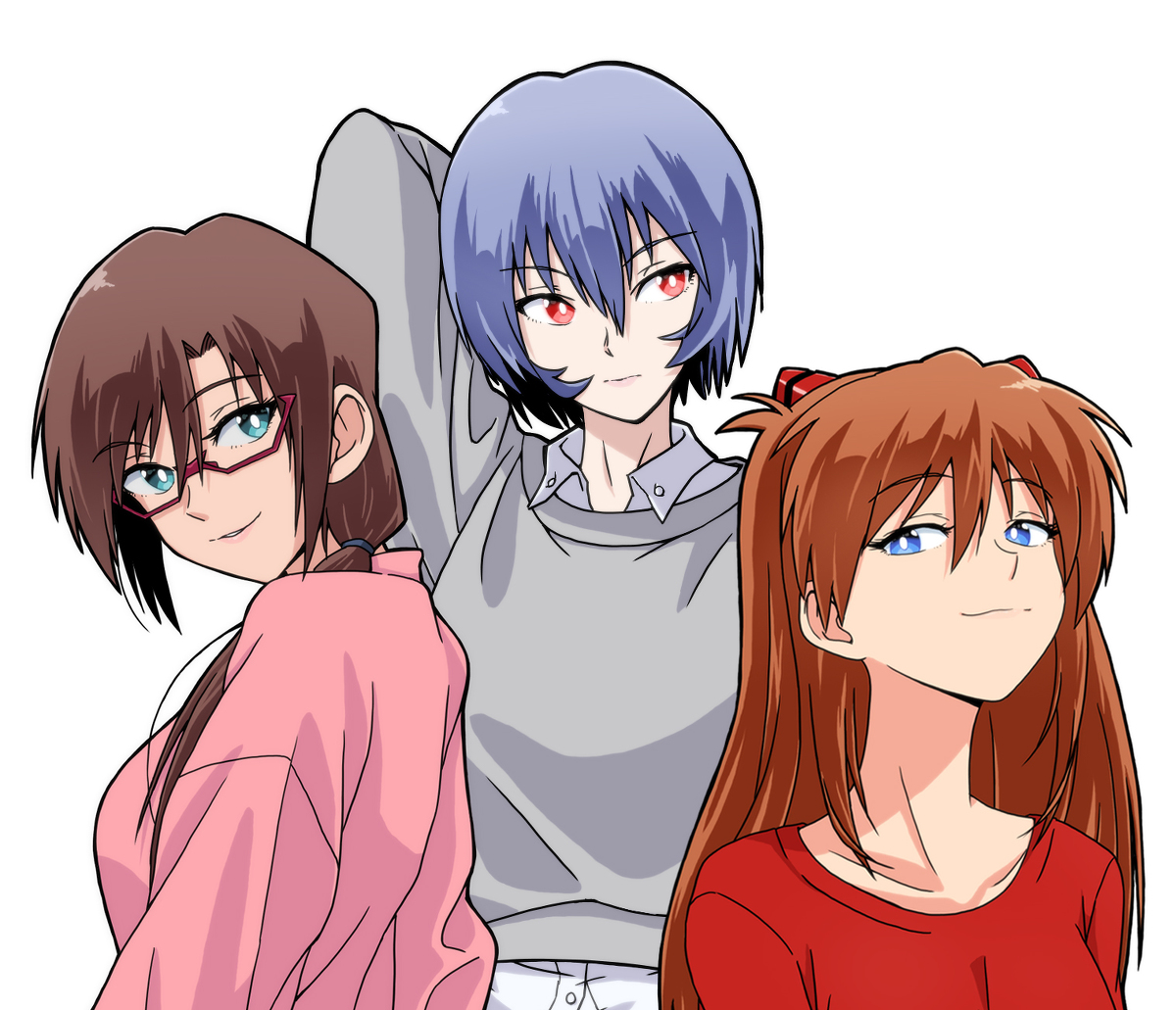 This is a pixiv picture whose title is マリ＆レイ＆アスカ.