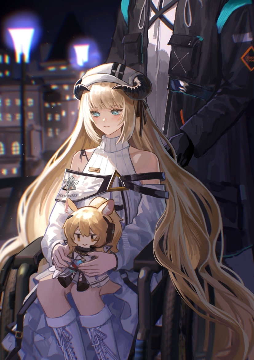 This is a pixiv picture whose title is リズにニアールのぬいぐるみをプレゼントする.