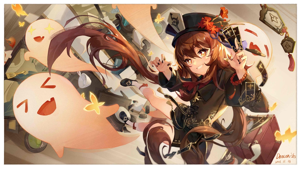 This is a pixiv picture whose title is 胡桃参上.