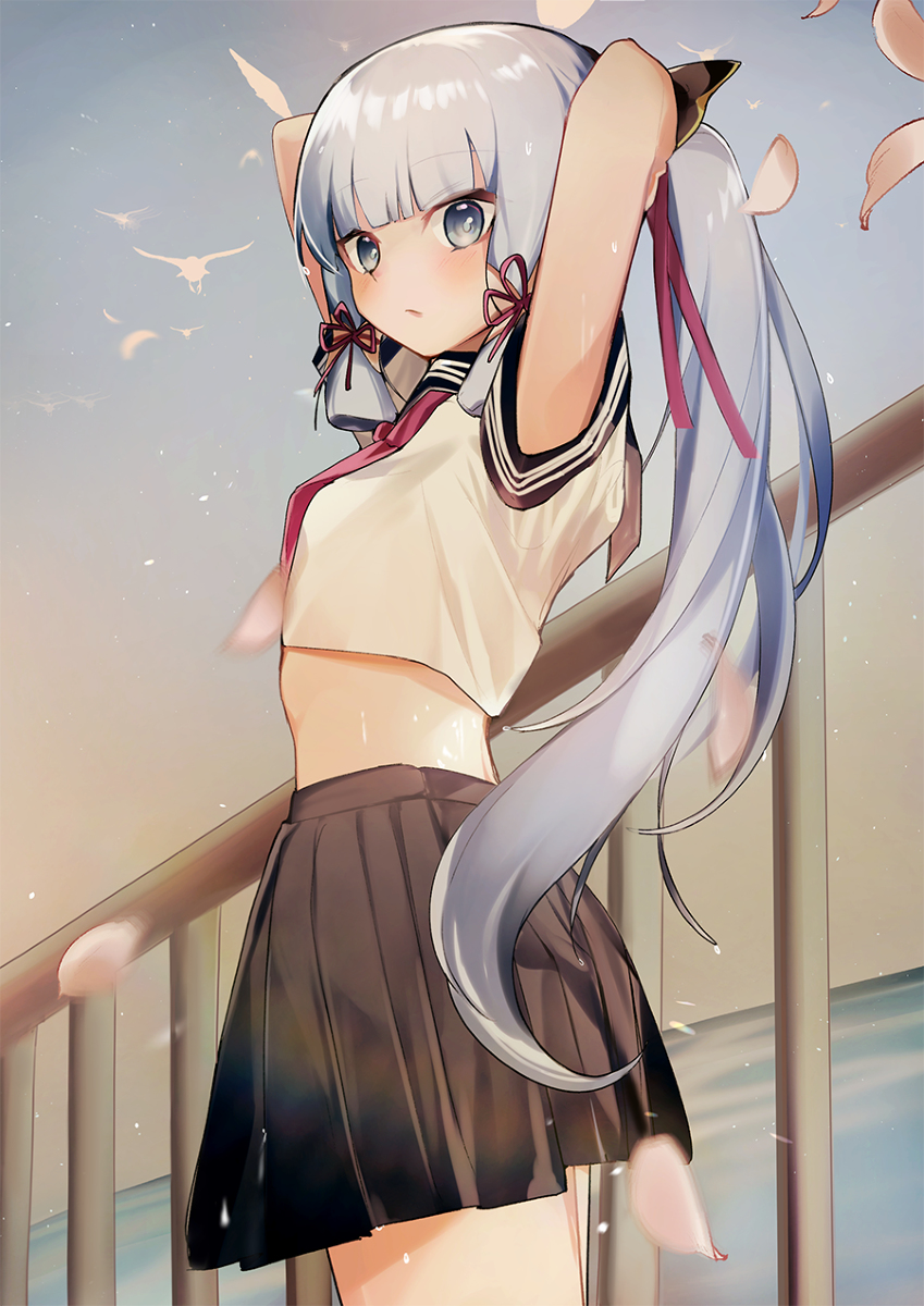 This is a pixiv picture whose title is 神里綾華と制服.