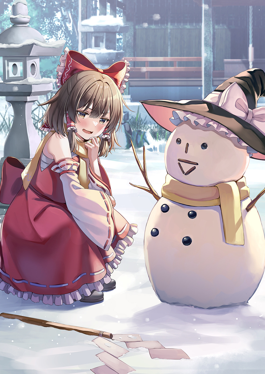 This is a pixiv picture whose title is 冬霊夢.