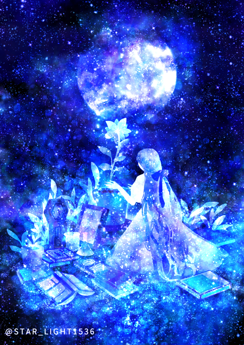 This is a pixiv picture whose title is 月に咲く.