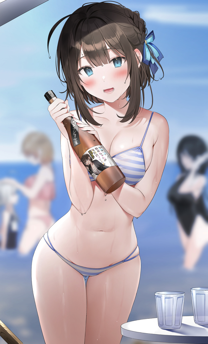 This is a pixiv picture whose title is 濡れ👙🍺.