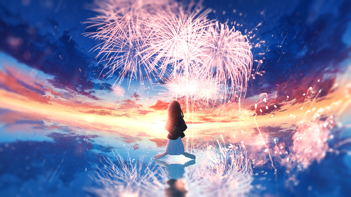 This is a pixiv picture whose title is 終焉の花火.