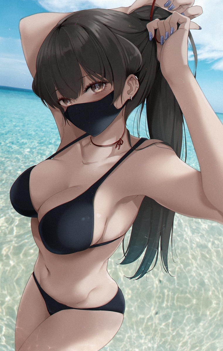 This is a pixiv picture whose title is 「一緒に泳ぐ？」.