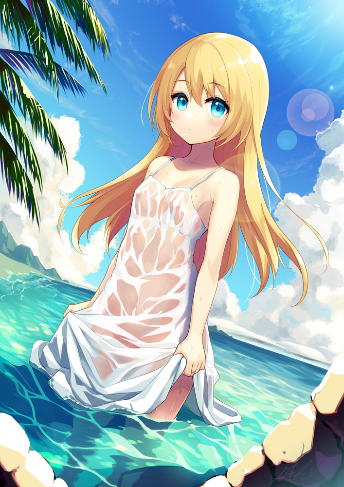 This is a pixiv picture whose title is 空が青すぎて.