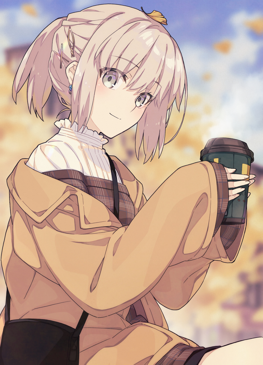 This is a pixiv picture whose title is 秋コーデ沖田さん.