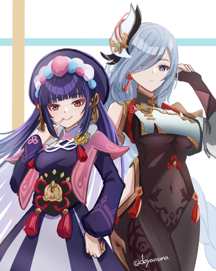 This is a pixiv picture whose title is 申鶴と雲菫.