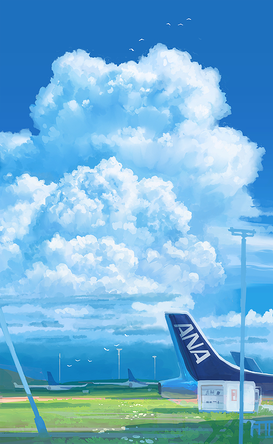 This is a pixiv picture whose title is Out of blue (study).