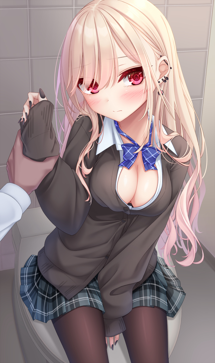 This is a pixiv picture whose title is 人気のないトイレに呼び出されたJKと事後.