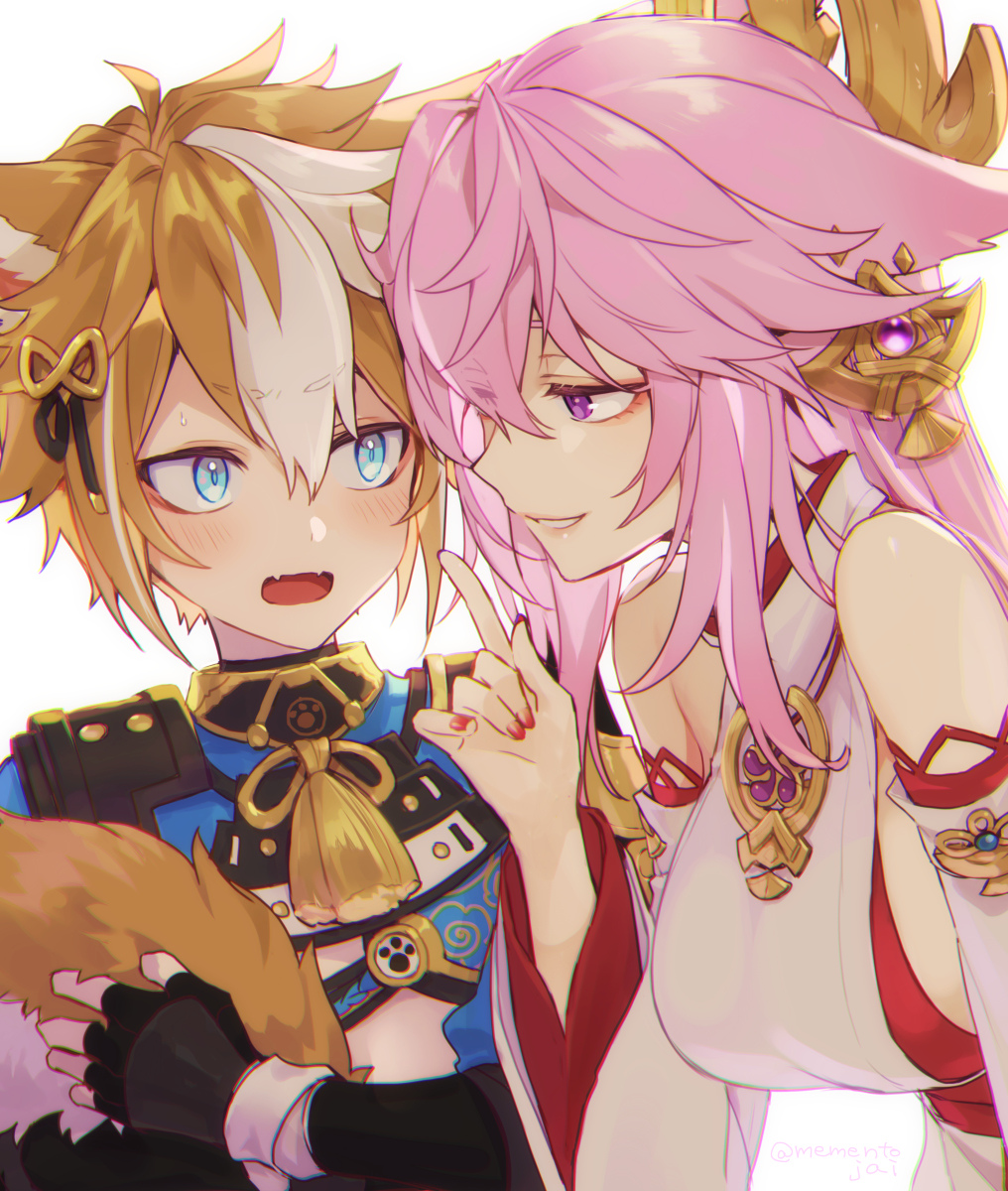 This is a pixiv picture whose title is ゴローと八重神子様.