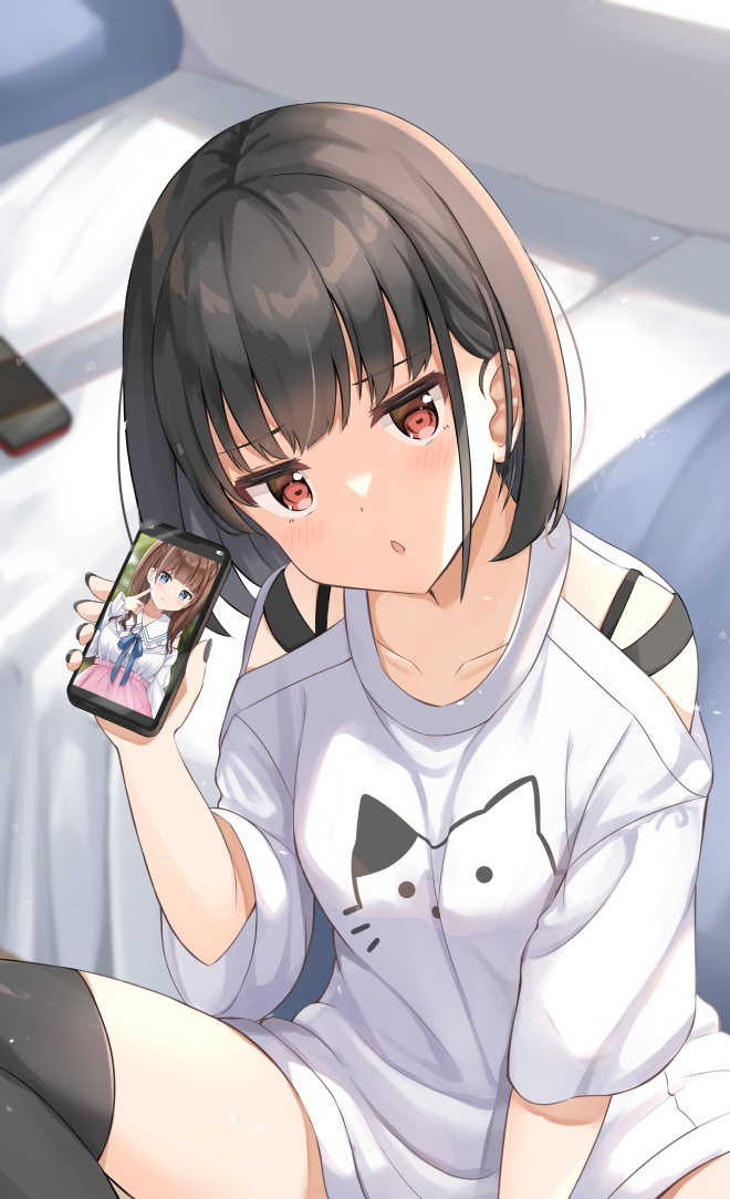 This is a pixiv picture whose title is 「こういう子がタイプなんだ～？」.