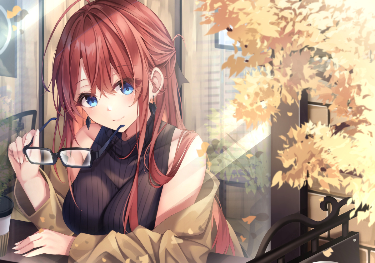 This is a pixiv picture whose title is 窓の外から.