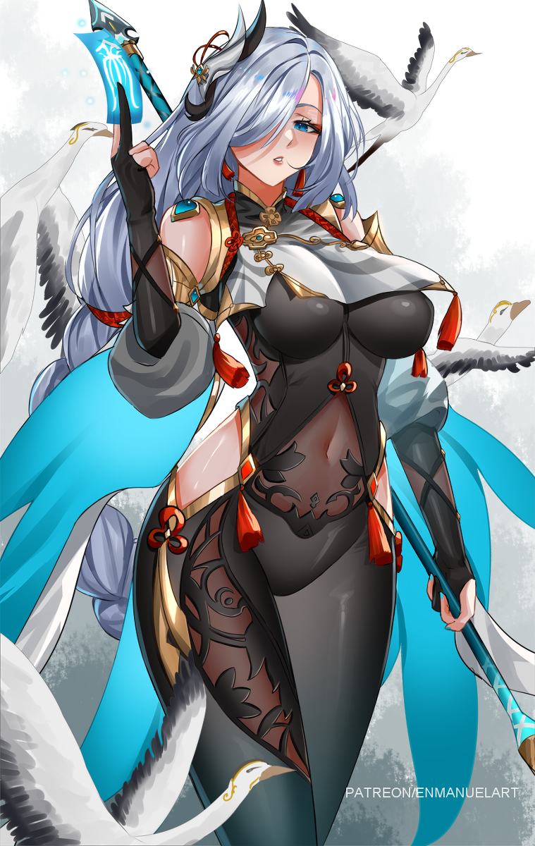 This is a pixiv picture whose title is 申鶴.