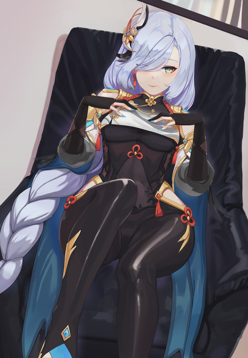 This is a pixiv picture whose title is 申鶴.