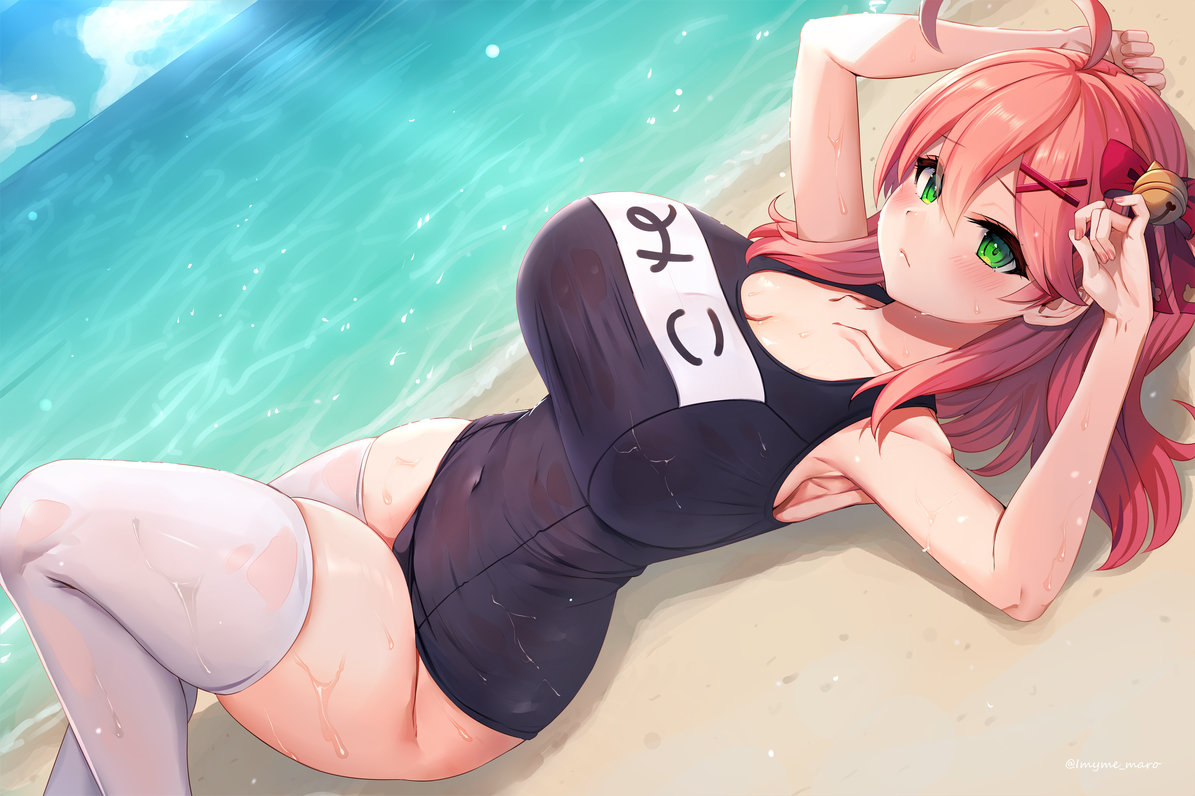 This is a pixiv picture whose title is スク水みこち.