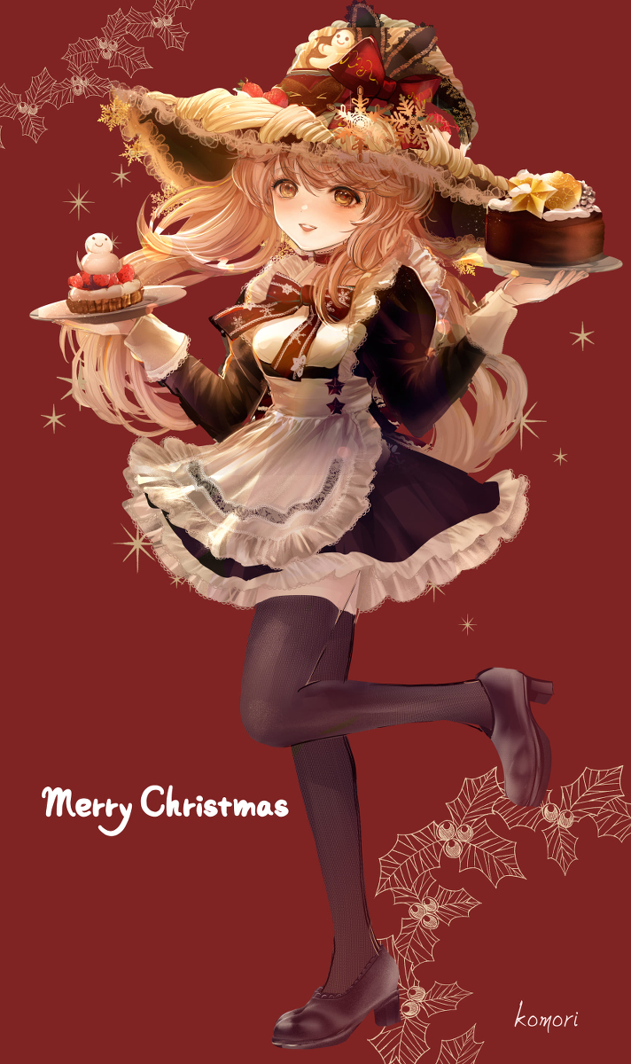 This is a pixiv picture whose title is クリスマスケーキメイド魔女🎄(背景なし版).
