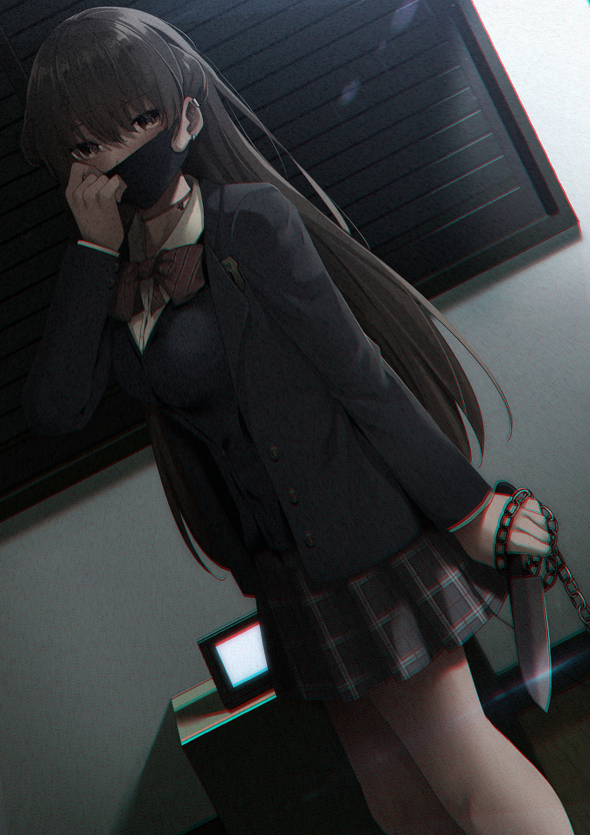 This is a pixiv picture whose title is 「見知らぬ女子高生に監禁された漫画家の話」.