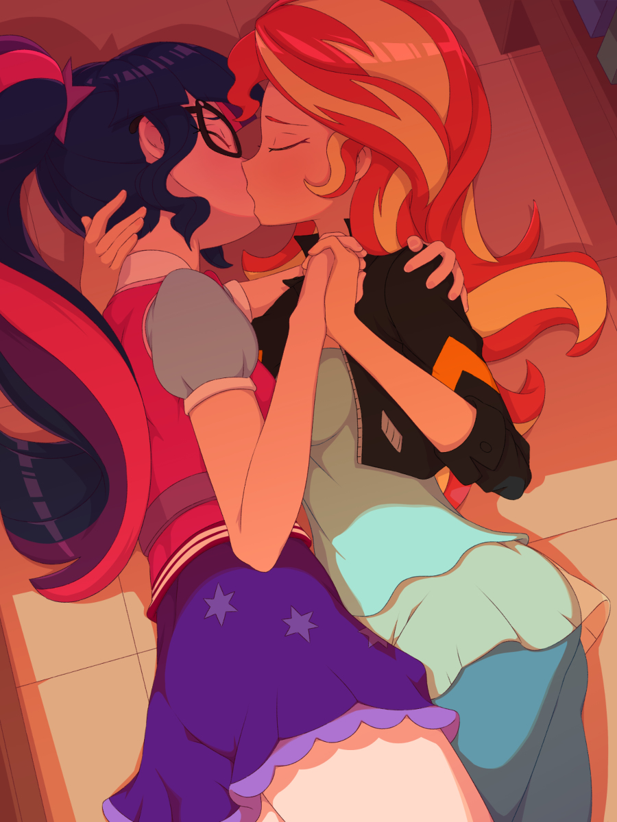 This is a pixiv picture whose title is Sunset Shimmer and Sci-Twi.