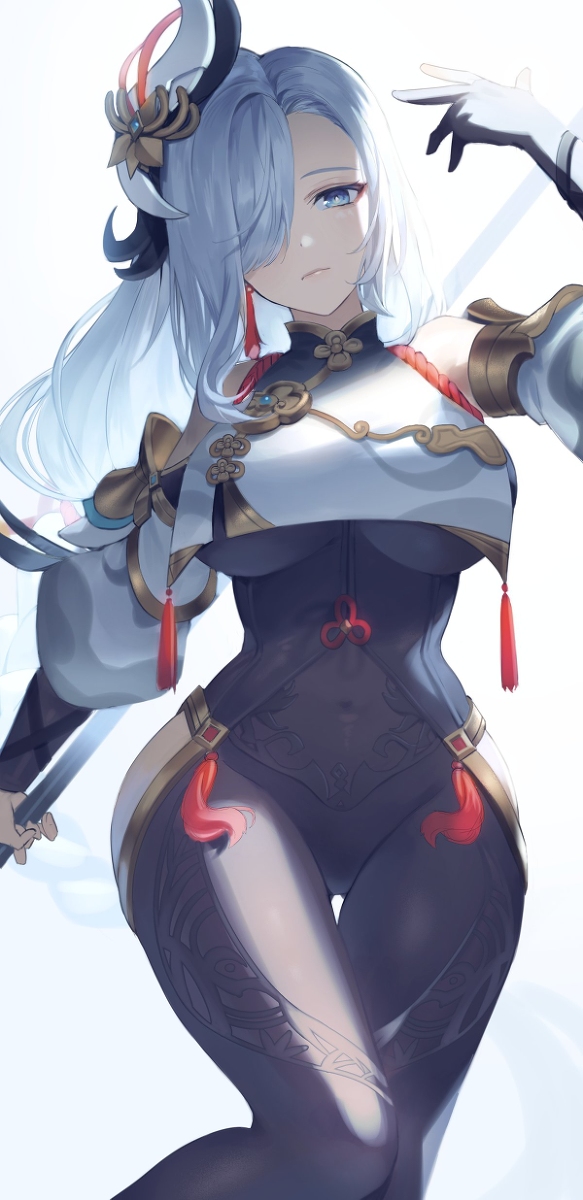 This is a pixiv picture whose title is 申鶴.