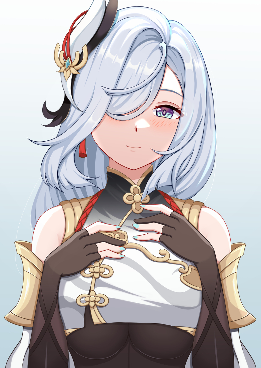 This is a pixiv picture whose title is 申鶴.