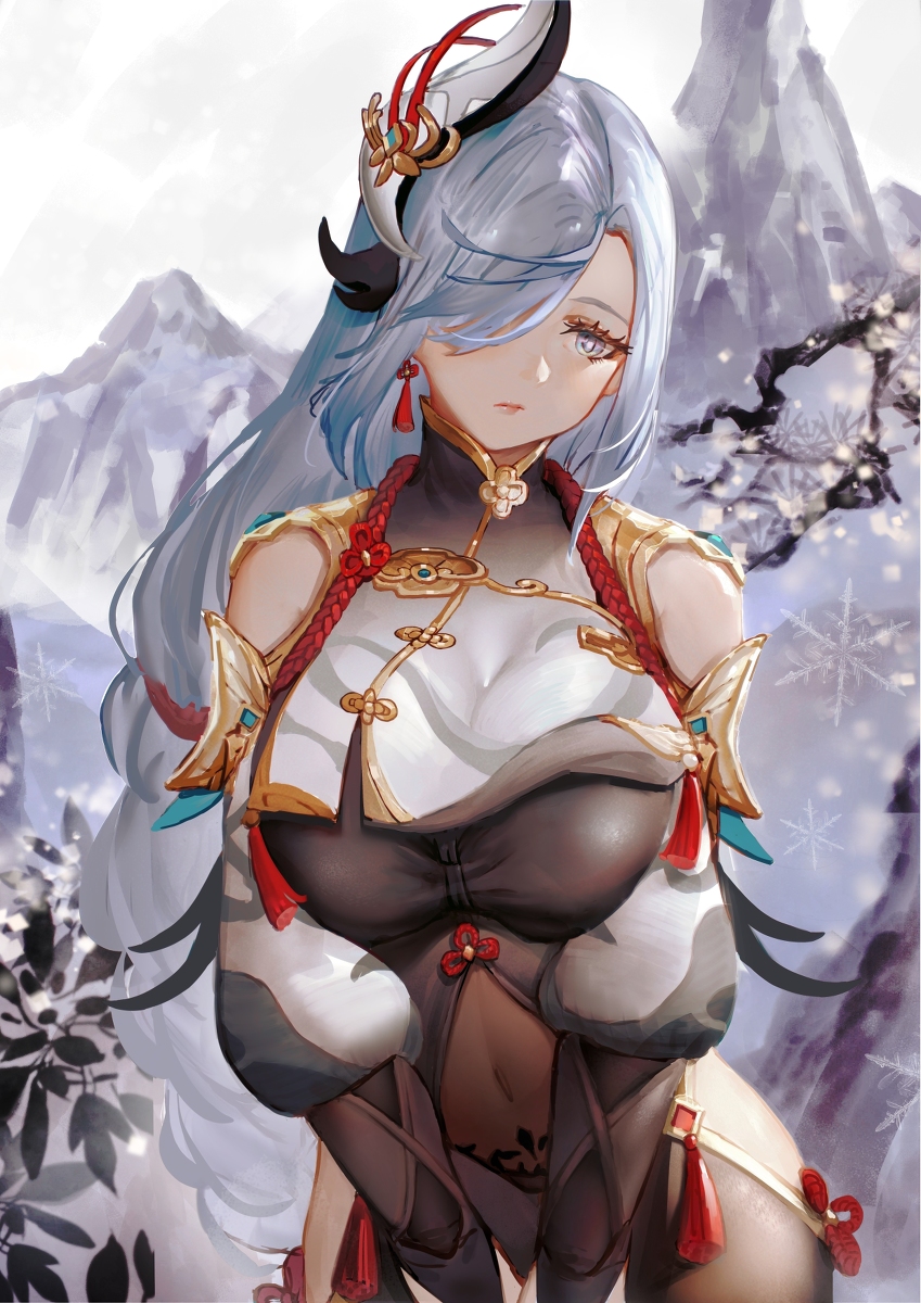 This is a pixiv picture whose title is 申鶴.