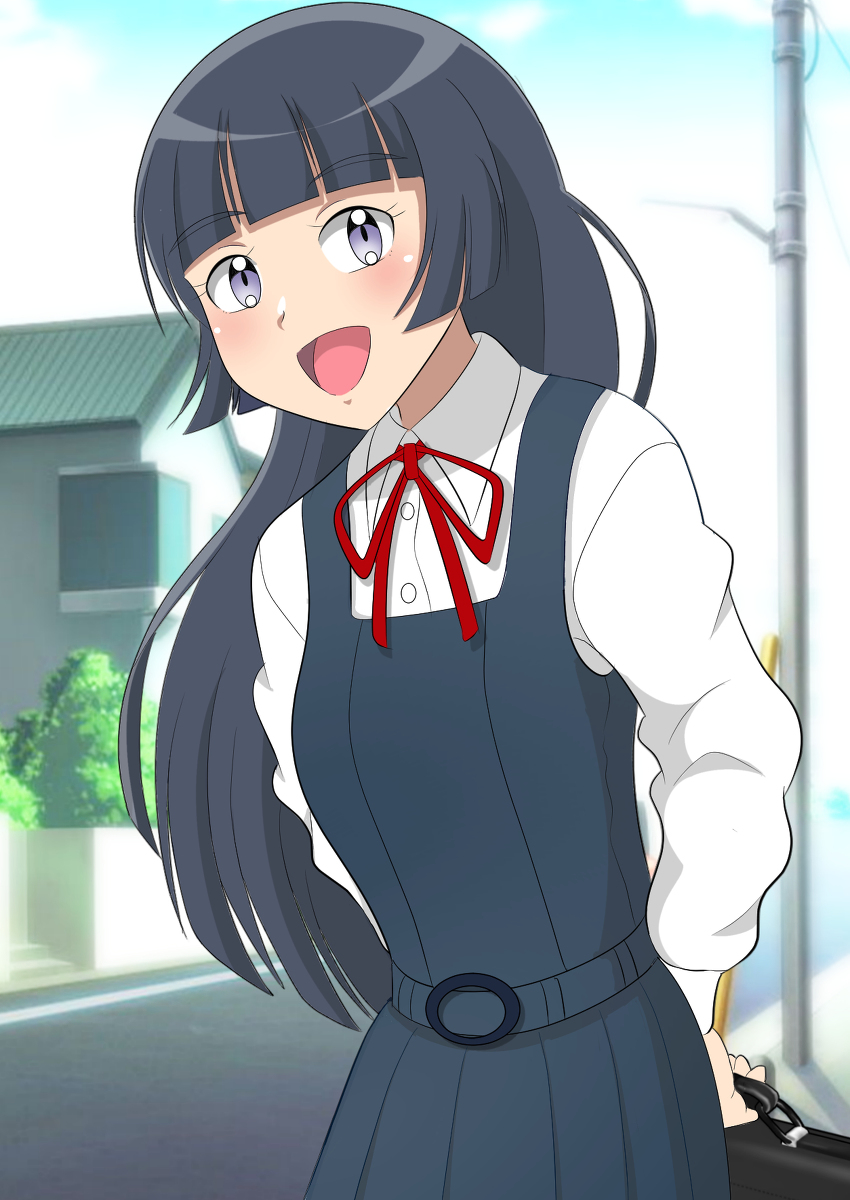This is a pixiv picture whose title is 朝の通学路にて.