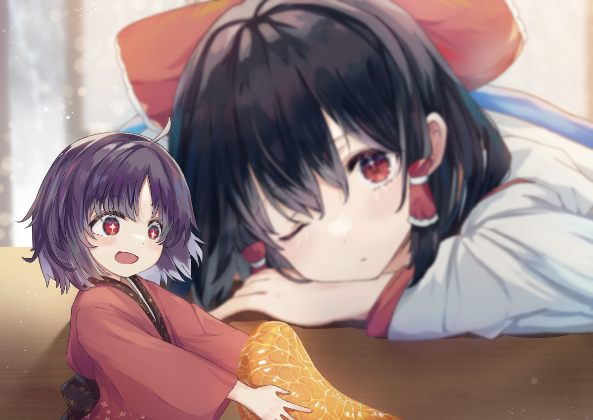 This is a pixiv picture whose title is こたつの巫女の小さな姫⛄.