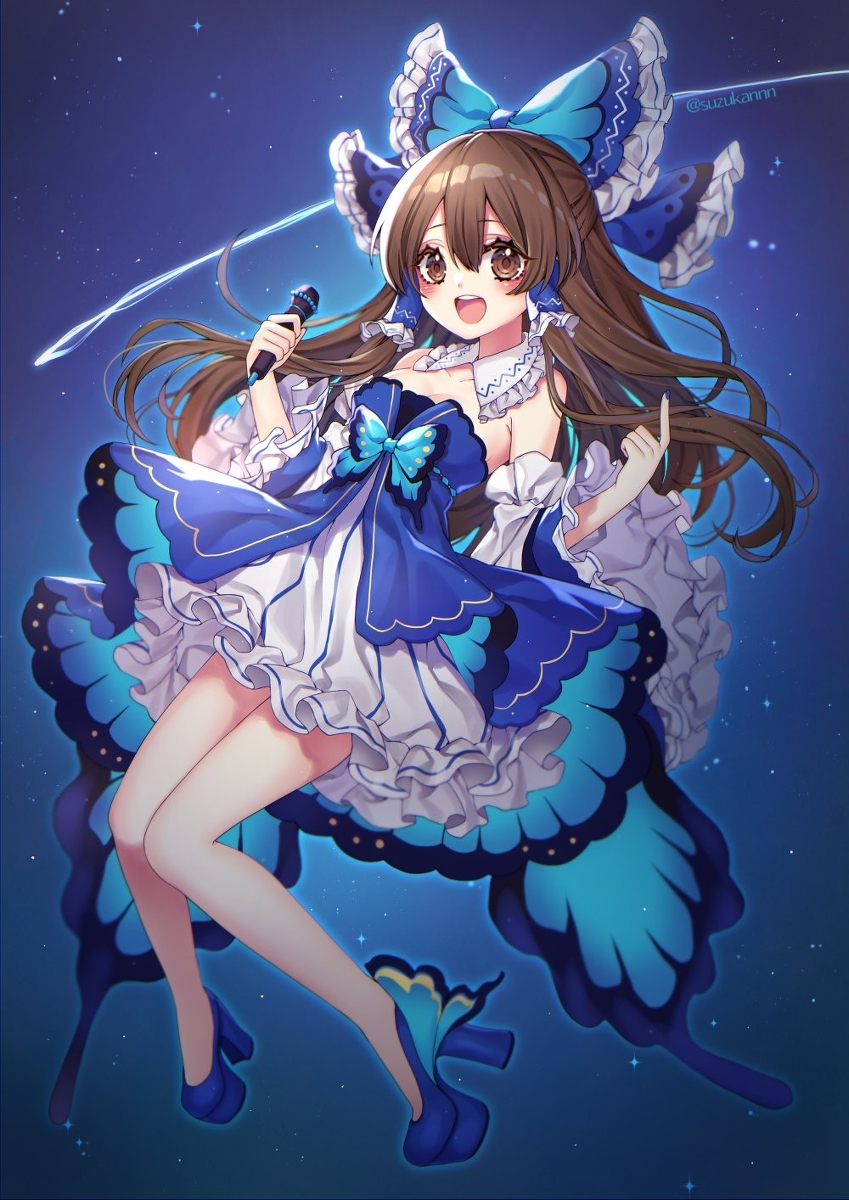 This is a pixiv picture whose title is 🦋霊夢🦋.