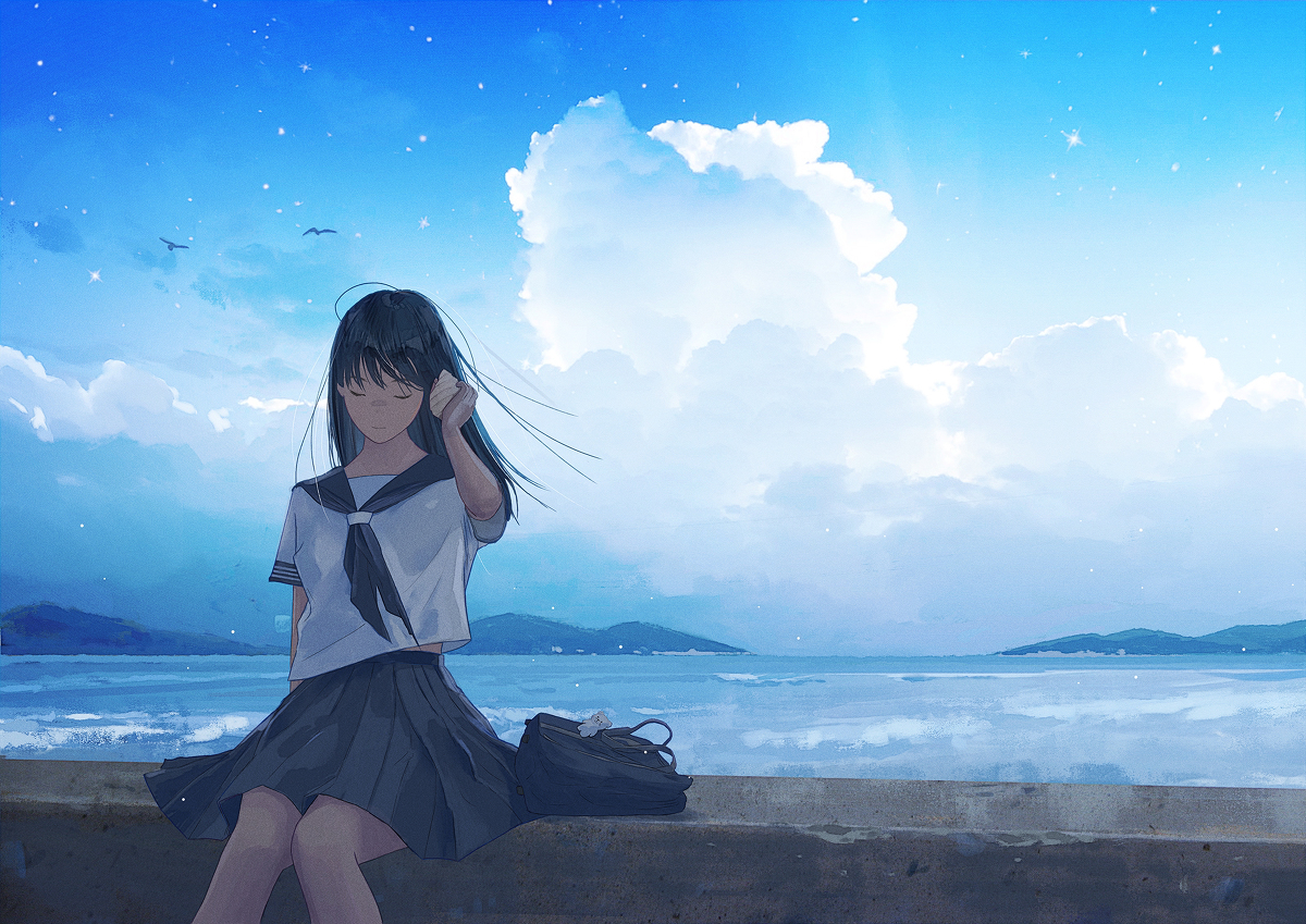 This is a pixiv picture whose title is 海の音.