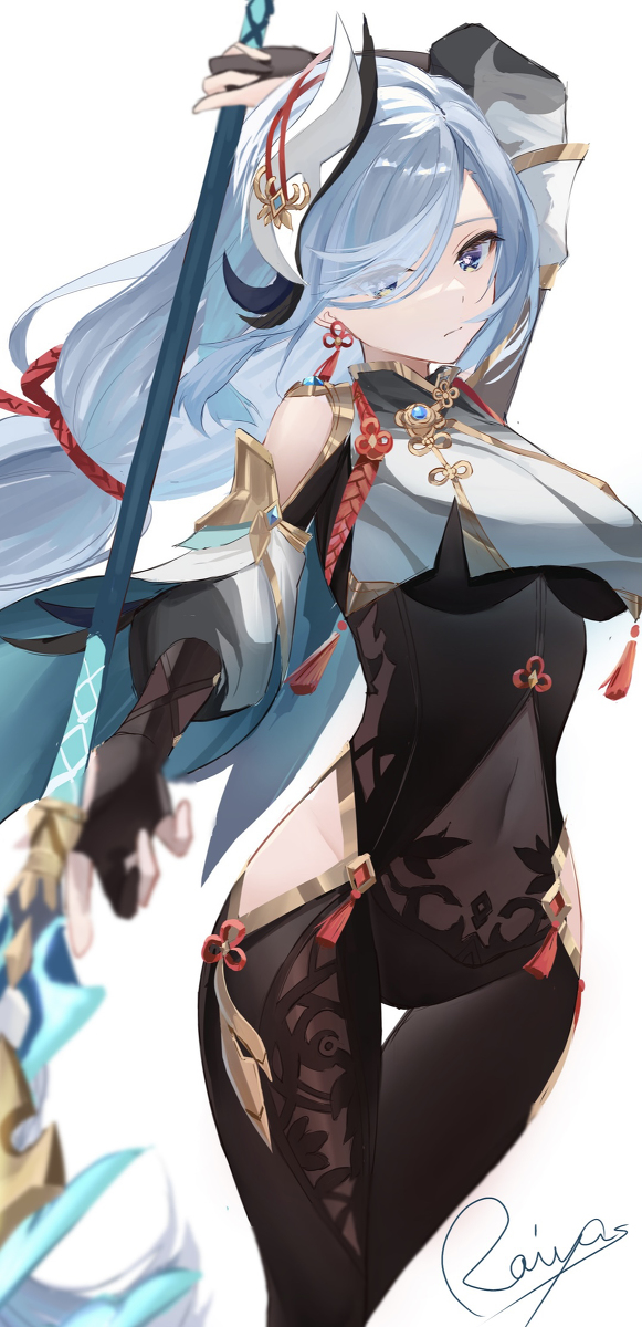 This is a pixiv picture whose title is 申鶴.