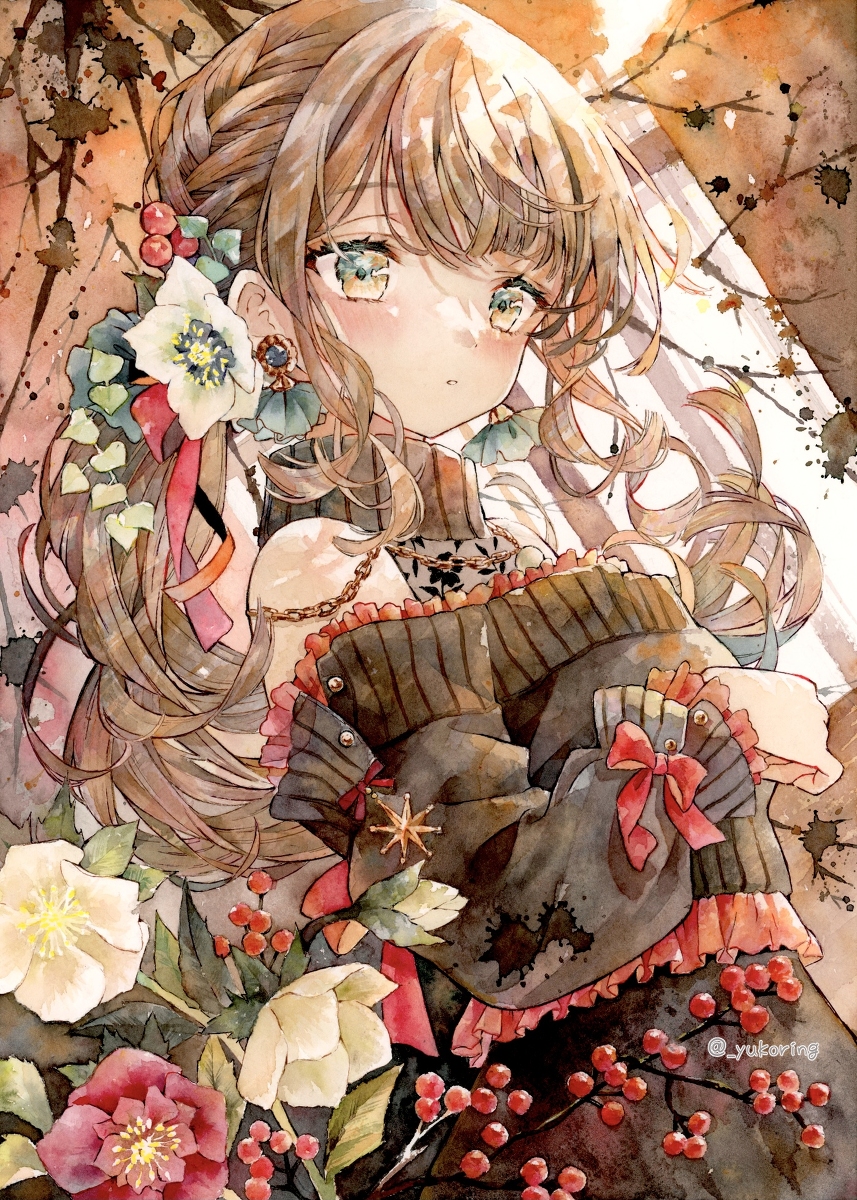 This is a pixiv picture whose title is 透明水彩＊クリスマスローズ.