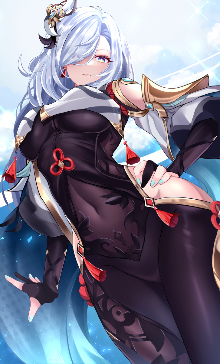 This is a pixiv picture whose title is 申鶴.